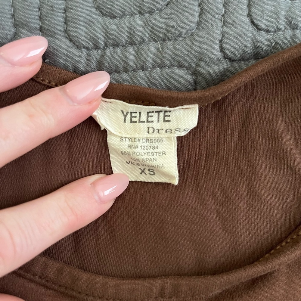 Yelete Long Sleeve Brown Dress - Picture 3 of 3